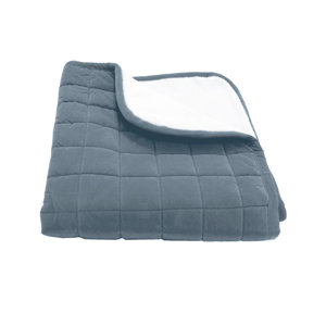 Box Quilt Microfiber & Sherpa Pet Throw in Blue