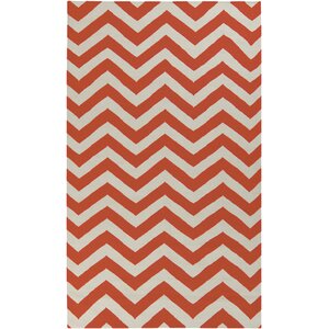 Dickerson Rust Red/Papyrus Chevron Area Rug