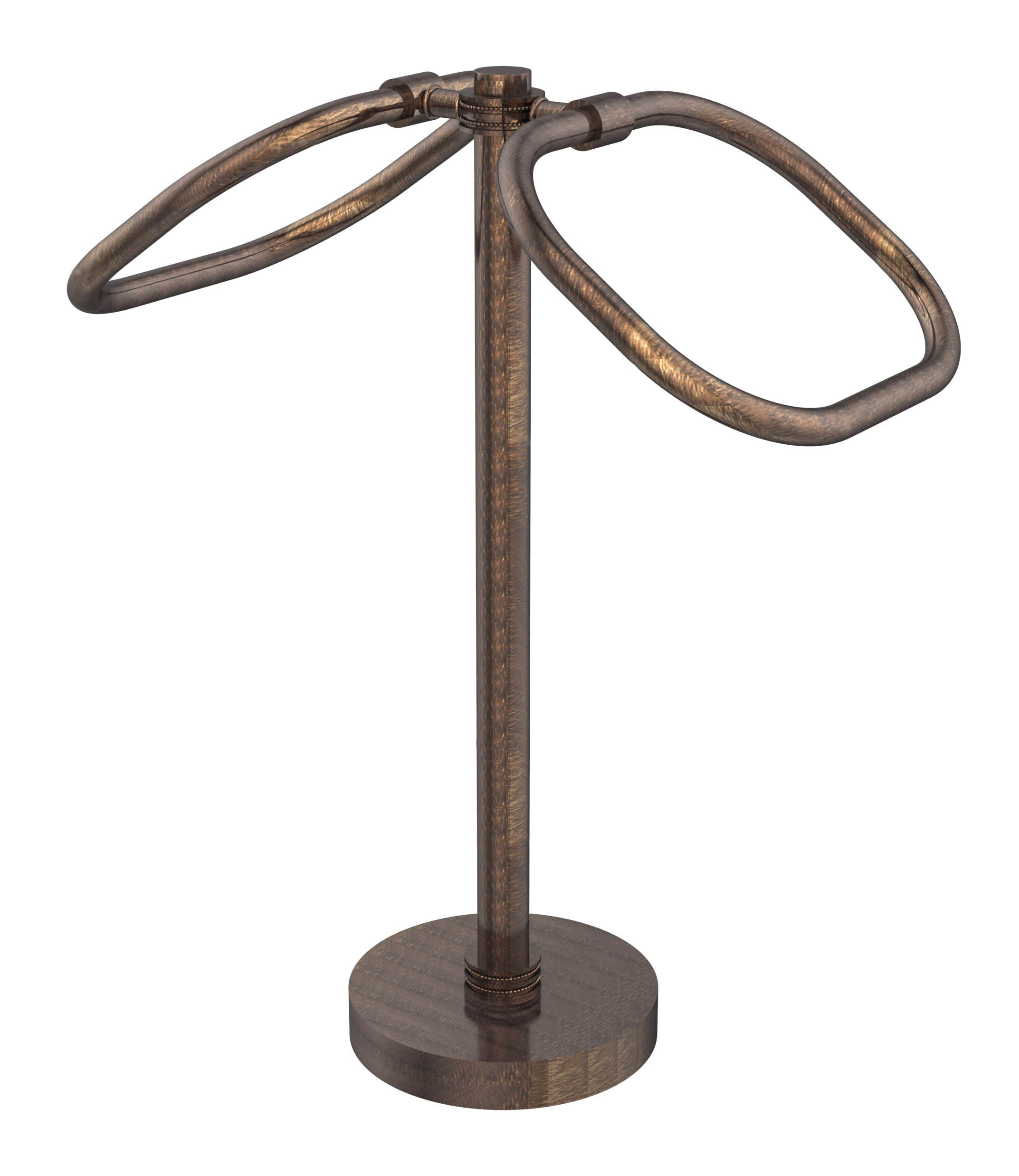 Allied Brass Free Standing Two Ring Oval Guest Towel Holder with Dotted