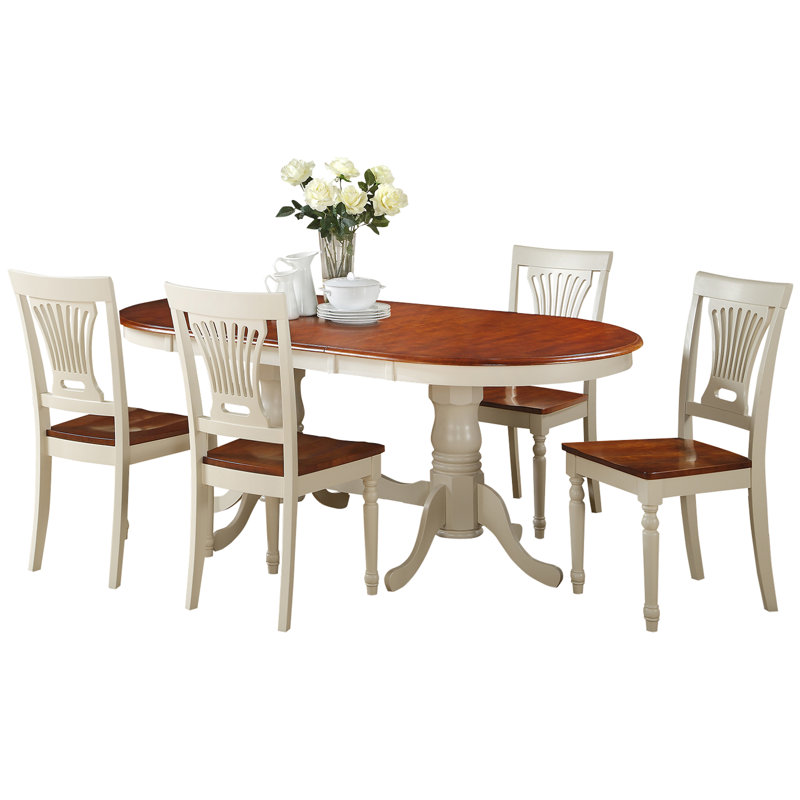 Darby Home Co Doretha 5 Piece Dining Set With Dual Pedestal Table Doretha 5 Piece Dining Set With Dual Pedestal Table