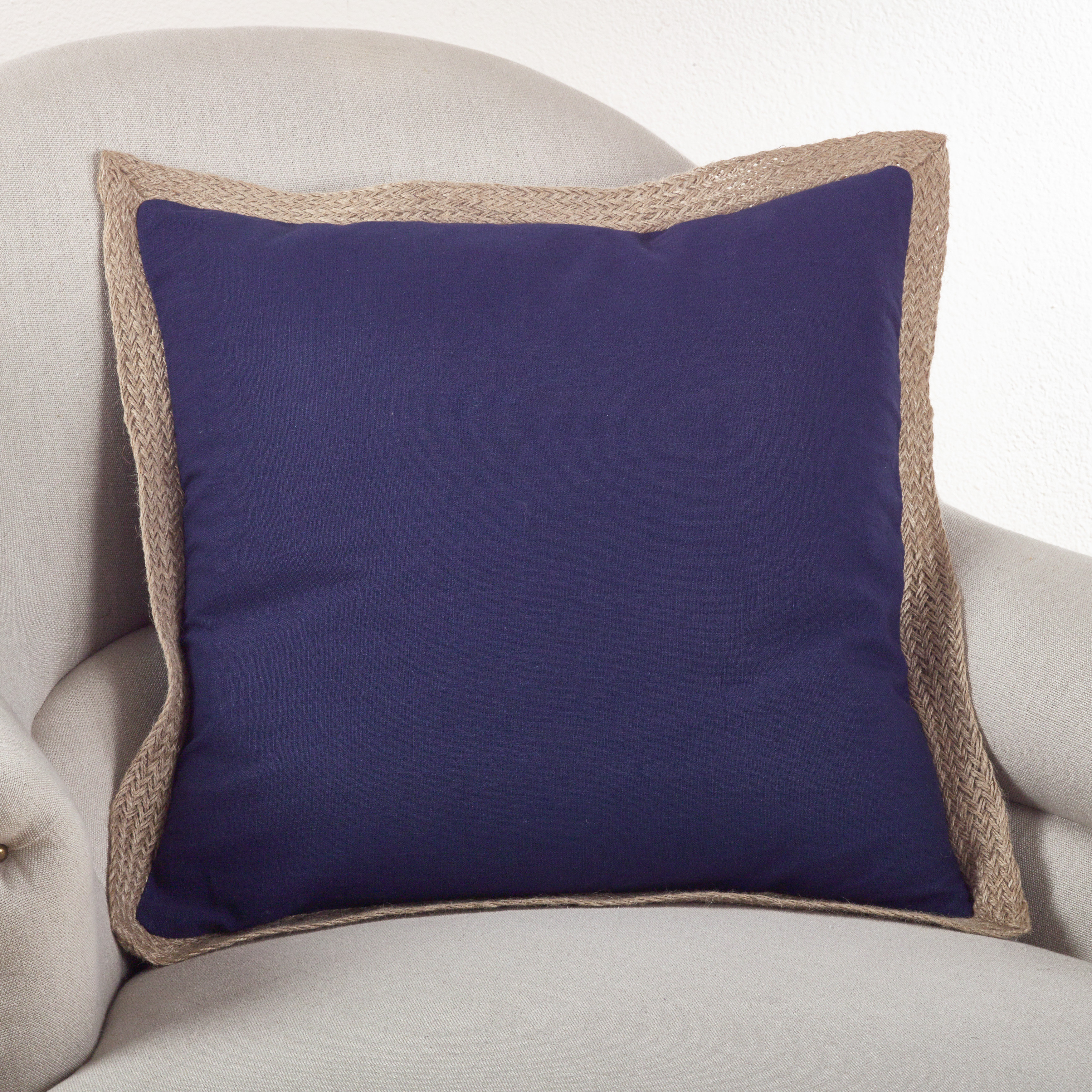 Saro Classic Jute Trim Cotton Throw Pillow & Reviews Wayfair