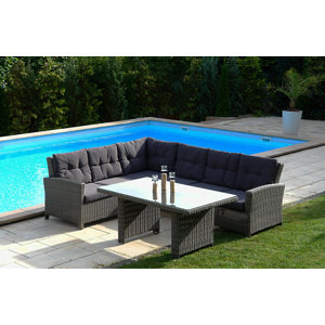 3-tlg. Loungeeckgruppen-Set Caracas mit Kissen v..