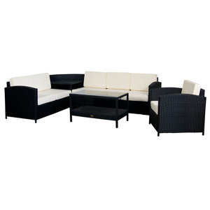 5-tlg. Polyrattan-Lounge-Set mit Kissen von Esse..