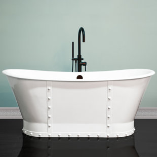 Enameled Cast Iron Tubs Freestanding Bathtubs You Ll Love Wayfair Quickview Cambridge Plumbing Stylish Rivet Double Slipper 67 X 27 Freestanding Soaking Bathtub