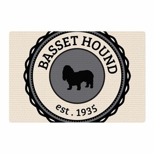 Basset Hound Dog Typography Black/White Area Rug