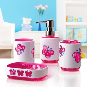 Kid's Butterfly 4-Piece Bathroom Accessory Set