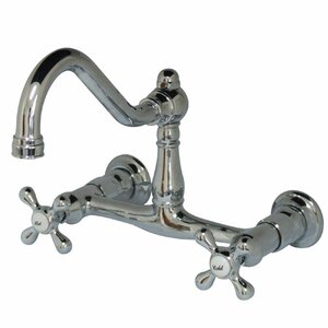 Wall Mounted Sink Faucet with Double Metal Cross Handles