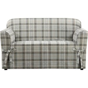 Highland Plaid Box Cushion Loveseat Slipcover