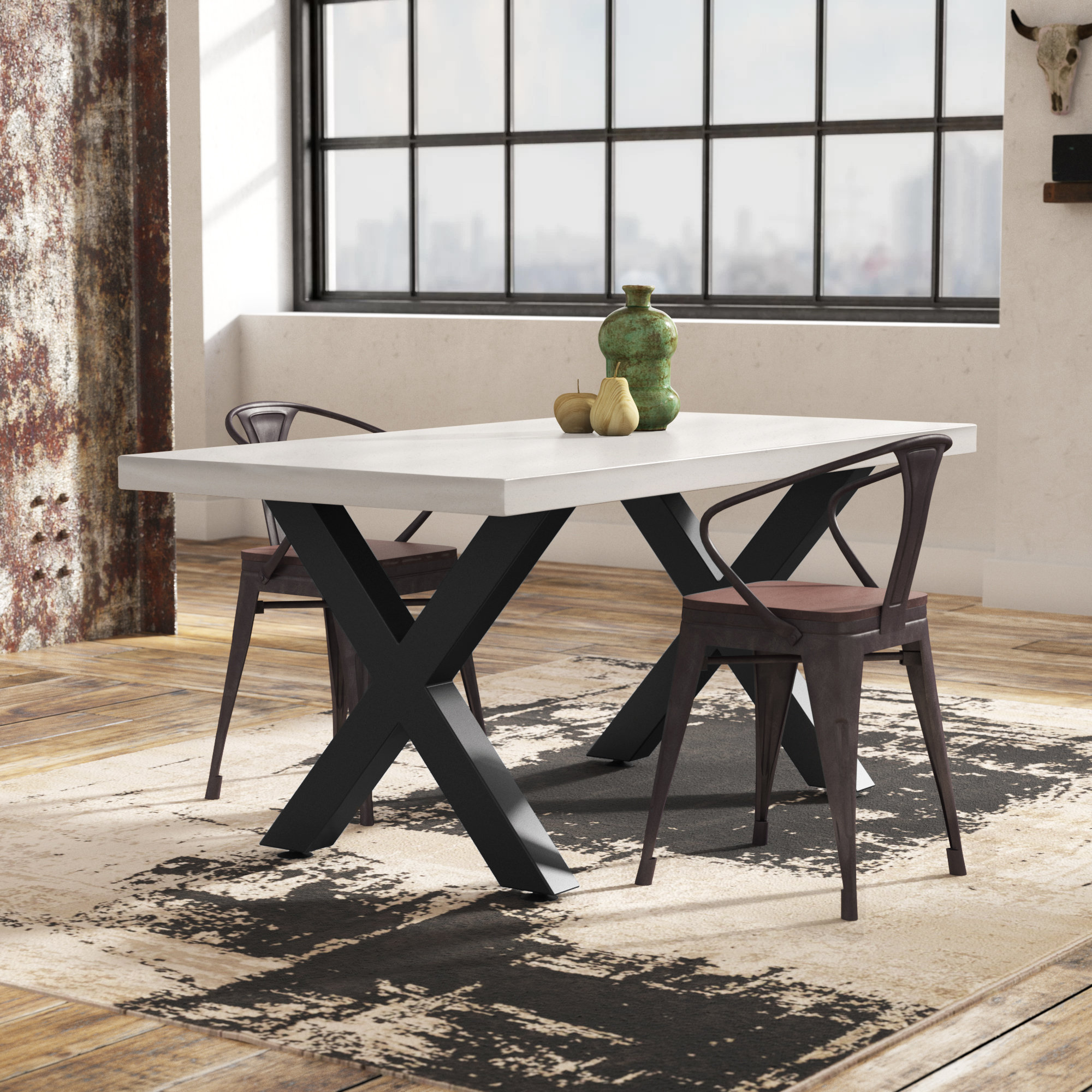 17 Stories Bodil Concrete Rectangular Dining Table Reviews Wayfair