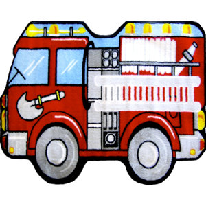 Fun Shape High Pile Fire Truck Area Rug