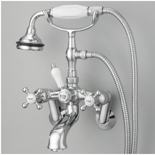 Wall Mount Bathtub Faucets You Ll Love Wayfair Triple Handle Wall Mounted Tub Only Faucet With Hand Shower