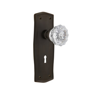 Crystal Glass Privacy Door Knob with Prairie Plate