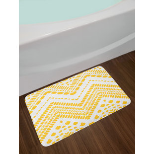 Mustard Yellow Accessories Wayfair Hand Mustard White Yellow Chevron Bath Rug
