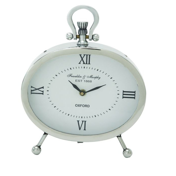 Cole & Grey Stainless Steel Oval Table Clock & Reviews Wayfair
