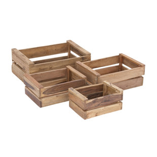 4 Piece Wood Storage Crate Set 4 Piece Wood Storage Crate Set
