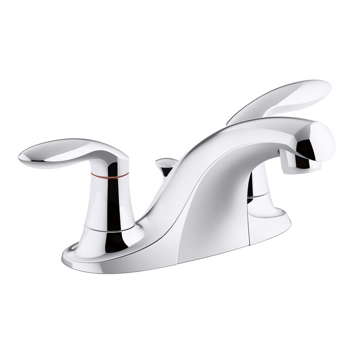 Coralais Two Handle Centerset Bathroom Sink Faucet With Plastic Pop Up Drain And Lift Rod