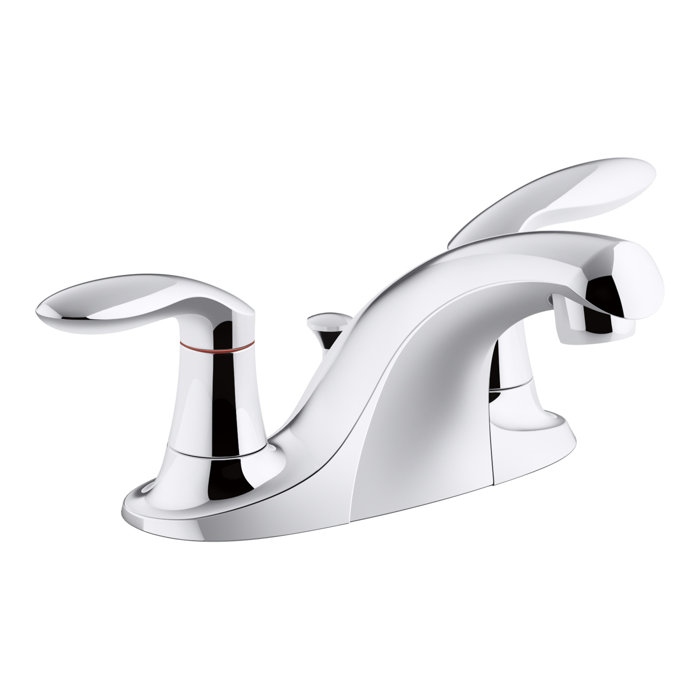 Coralais Two Handle Centerset Bathroom Sink Faucet With Plastic Pop Up Drain And Lift Rod