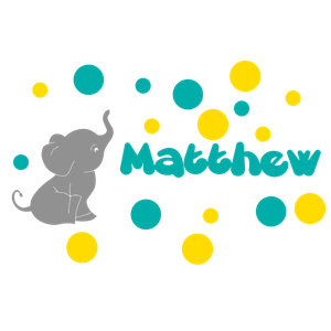 Personalized Elephant with Colored Bubbles Wall Decal