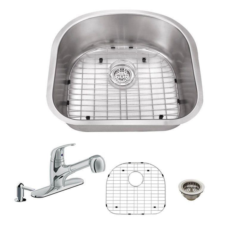 Soleil 16 Gauge Stainless Steel 23 25 X 20 88 Undermount Kitchen 16 Gauge Stainless Steel 23 25 X 20 88 Undermount Kitchen Sink With Low Profile Pull