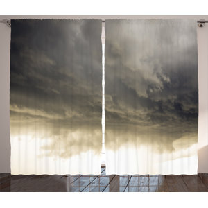 Leisha Heavy Storm Graphic Print & Text Semi-Sheer Rod Pocket Curtain Panels (Set of 2)