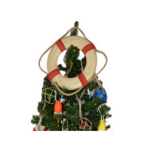Vintage White Lifering with Rope Christmas Tree Topper Decoration