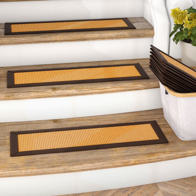 Gracie Oaks Dawes Sisal Carpet Gold Stair Tread Wayfair Dawes Sisal Carpet Gold Stair Tread