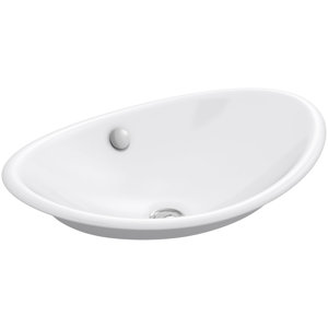 Iron Plains Wading Pool Oval Vessel Bathroom Sink with Overflow