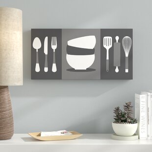 Frame Wooden Canvas Word Fork Spoon Kitchen Wall Art kitchen 2 utensils graphic art on wrapped canvas