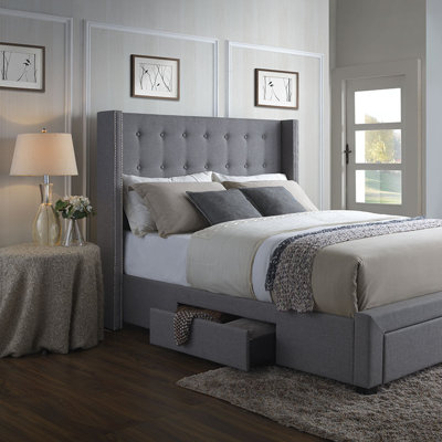 Darby Home Co Thousand Oaks Savoy Storage Wingback Panel Bed Thousand Oaks Savoy Storage Wingback Panel Bed