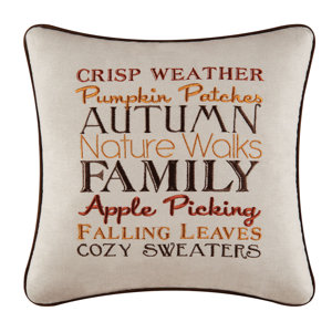 Suzy Autumn Crisp Weather Embroidered Throw Pillow