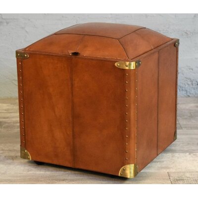 Darby Home Co Aubrianne Genuine Leather Storage Accent Stool  Color: Tan