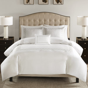 1000 Thread Count Embroidered 5 Piece Cotton Comforter Set