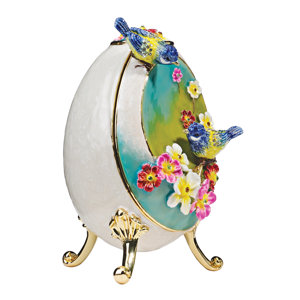 Decorative Bluebirds Faberge Enameled Egg