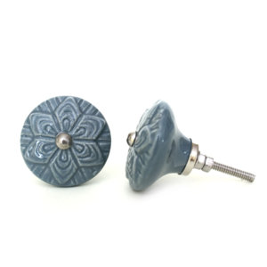 Embossed Pattern Ceramic Mushroom Knob (Set of 2)