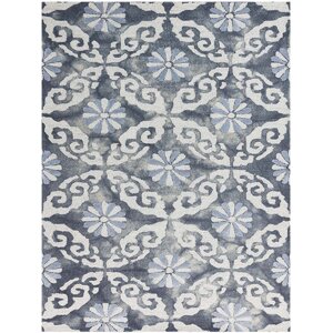 Bertina Hand-Tufted Water Blue Area Rug