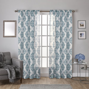 Knisley Belgian Ikat Sheer Rod Pocket Curtain Panels (Set of 2)