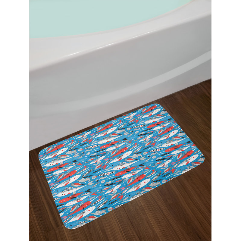 East Urban Home Ambesonne Narwhal Bath Mat By Underwater Life