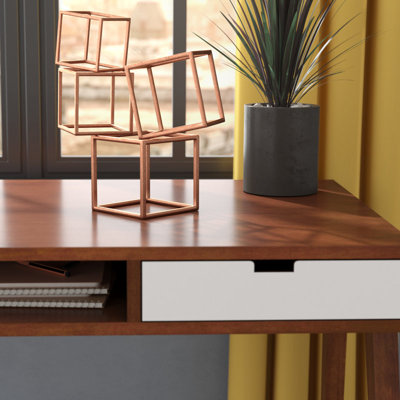 Brayden Studio Gold Metal Cube Table Sculpture & Reviews Wayfair