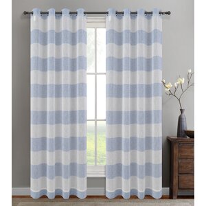 Nassau Striped Sheer Grommet Curtain Panels (Set of 2)