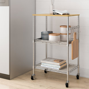 Microwave Carts Stands You Ll Love Wayfair Meekins Microwave Cart With Wood Top