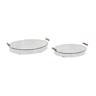 Serving Trays With Handles Wayfair Emlenton Traditional Round Serving Tray With Handles Set Of 2
