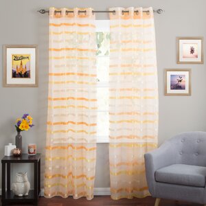 Striped Sheer Grommet Single Curtain Panel