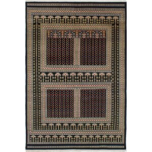 One-of-a-Kind Peshawar Hand-Knotted Black/Beige Area Rug