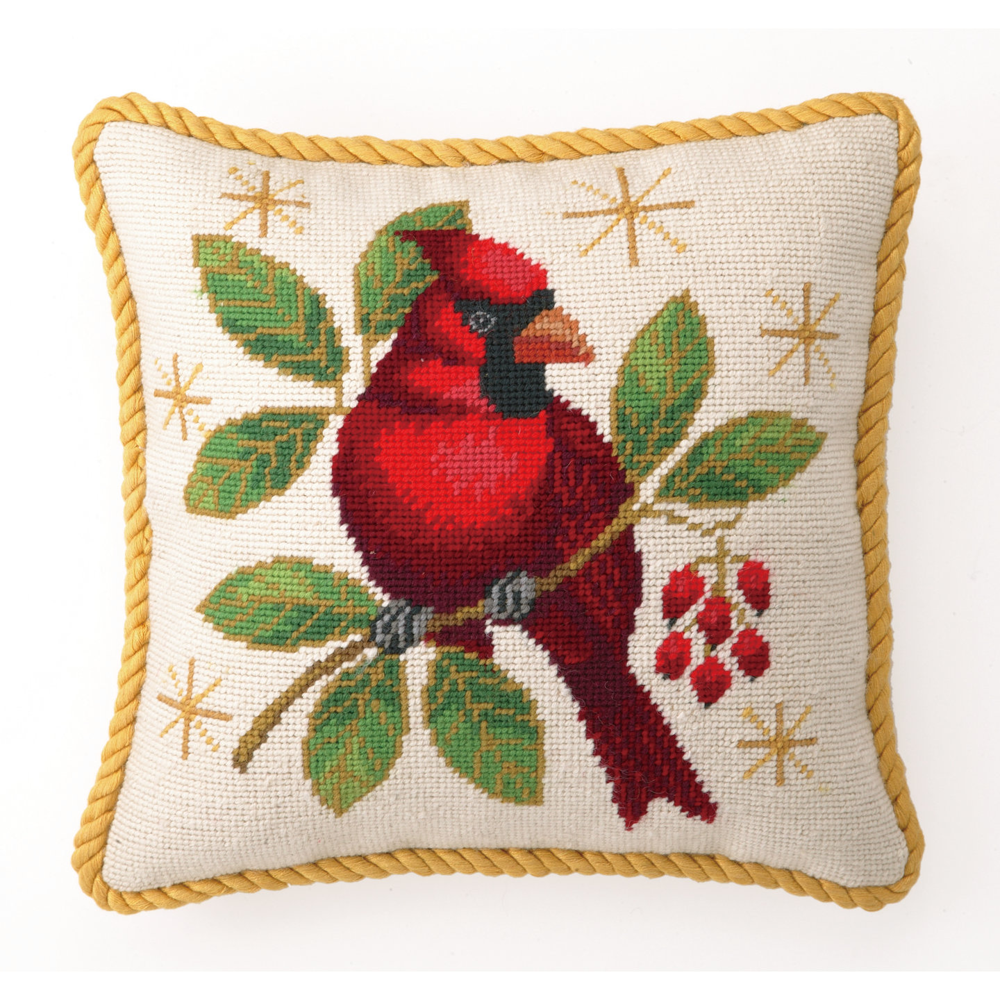 Peking Handicraft Needlepoint Winter Cardinal Throw Pillow & Reviews
