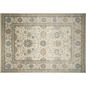 One-of-a-Kind Bellview Hand-Knotted Rectangle Ivory Area Rug