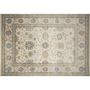 One-of-a-Kind Bellview Hand-Knotted Rectangle Ivory Area Rug