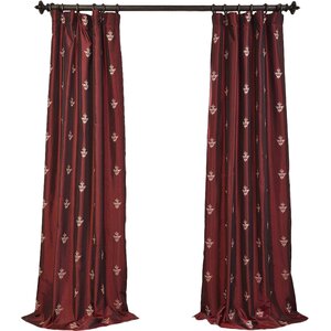 Trophy Syrah Embroidered Faux Silk Taffeta Curtain