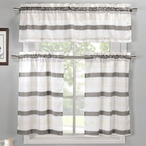 Ferguson 3 Piece Linen Kitchen Curtain Set