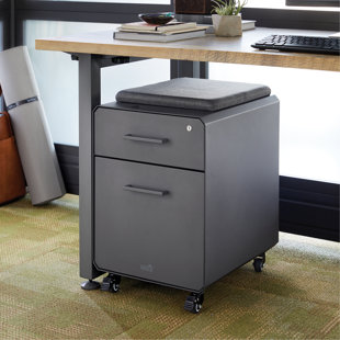 File Cabinet With Seat Wayfair Storage Seat Rolling Cushion Top 2 Drawer Mobile Vertical Filing Cabinet