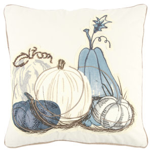 Georgeson Pumpkins Applique Square 100% Cotton Throw Pillow